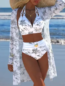 New Arrival Women's Swimwear Beach Outfits, Beach Bathing Suit Summer Beach Festival Vacation Travel Sexy Three Piece Bikinis Set