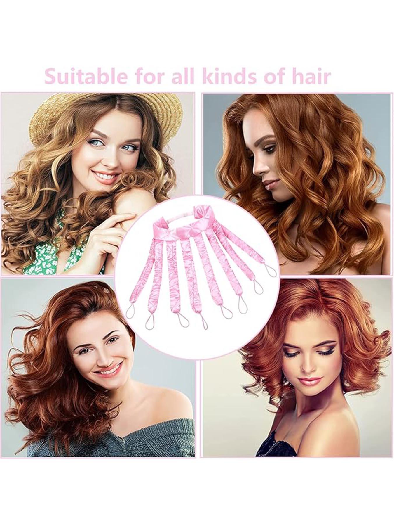 No Heat Hair Curler, Octopus Style No Heat Hair Roller, Soft No Heat Wave Curling Tool, Overnight DIY Hairstyle Accessory, Heatless Hair Curler 8 Detachable Claw Straps & Adjustable Headband Overnight Curlers to Create Natural Waves and Curls for Women an