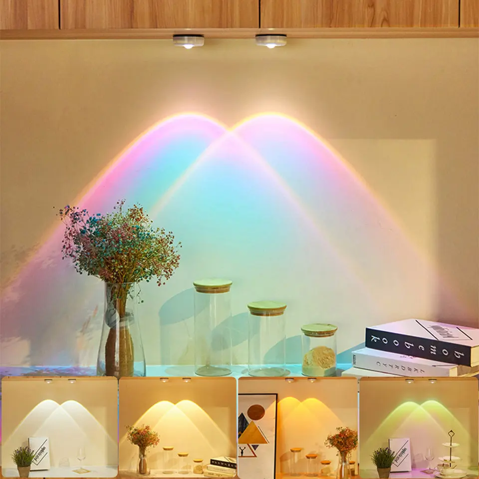 Led Lights Wireless Closet Kitchen Lights Under Furniture Battery Powered Sunset Nightlight Wall Lamp Bedroom Decoration Cabin