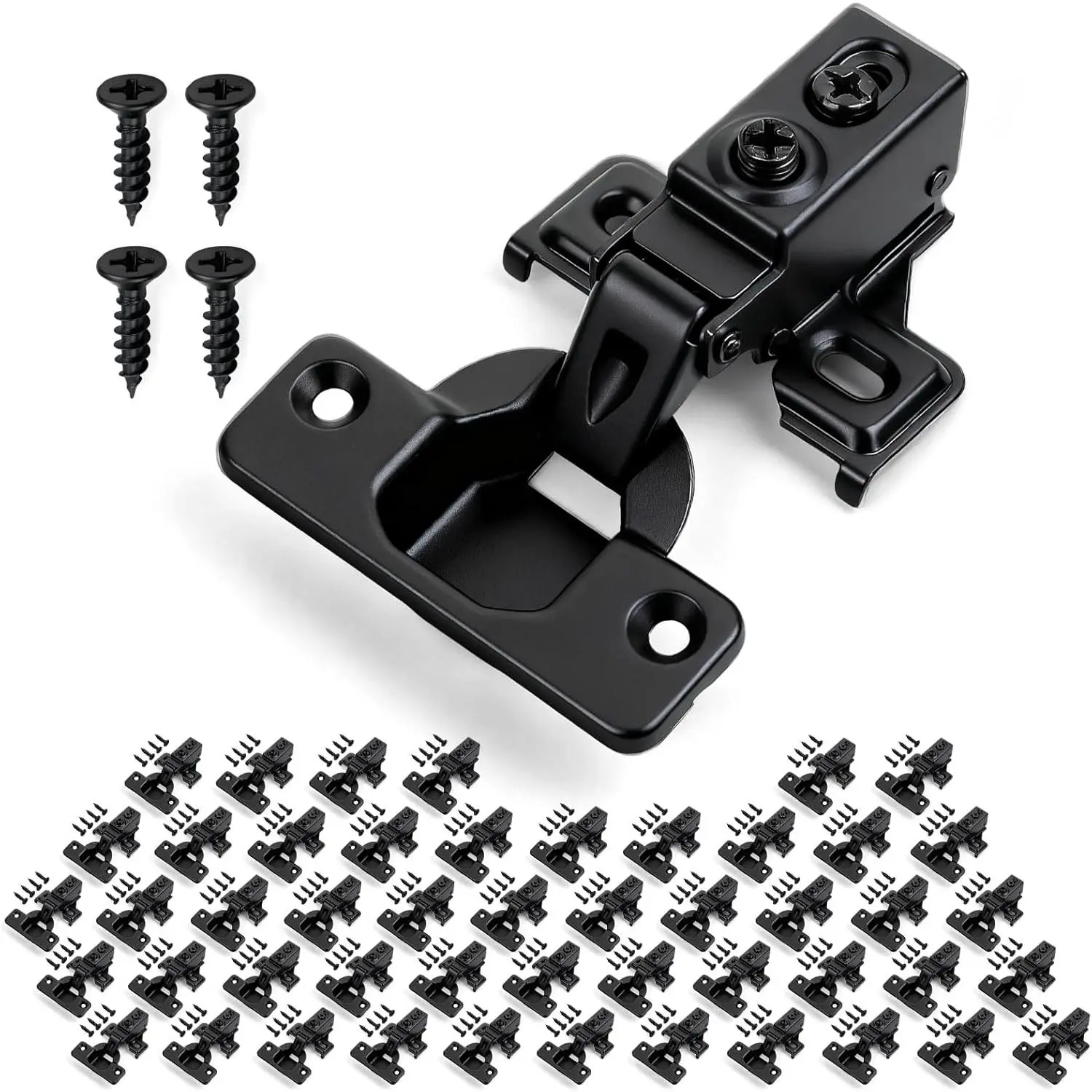 50-Pack (25 Pair) Stainless Steel Soft Close Concealed Hinges with Furniture Cups for Kitchen Cabinets, 1/2 Inch Overlay, Built-in Damper, 100° Opening Angle, 6-Way Adjustment, Concealed Hinges Furniture Cups