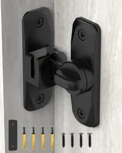 3PCS Security Door Lock Handle, 90°/180° Adjustable Sliding Latch with Anti-Pick Design, Heavy Duty Flip Gate Hardware Including Mounting Screws, Universal for Home, Garage, Barn, Bathroom, Cabinet and Garden