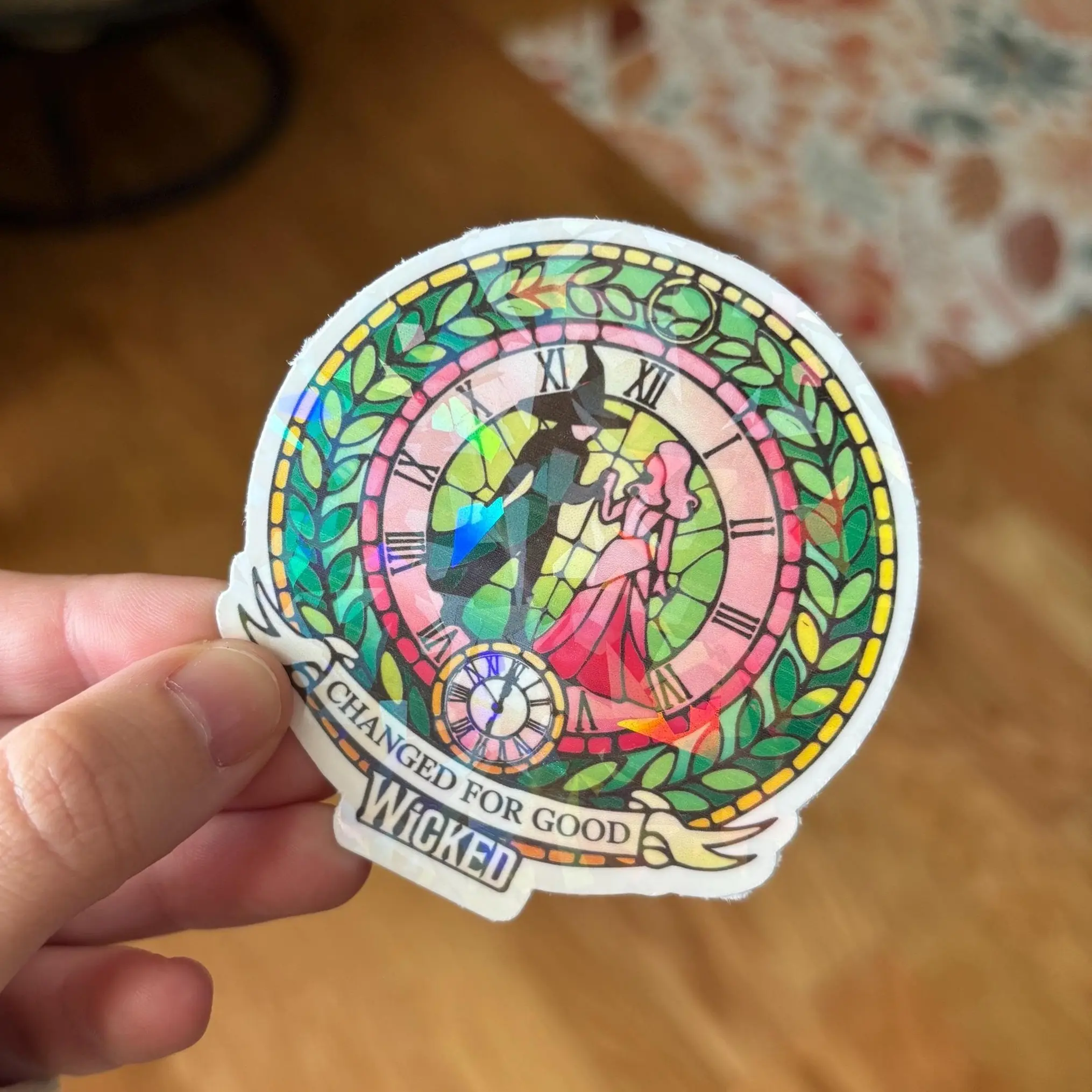 Wicked Witch Sticker – Stained Glass Style with ‘For Good’ Design! Perfect for laptops, water bottles, journals & home decor