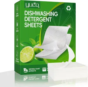 YUCO Solid enzyme dishwashing sheets 100% Natural Plant-Based Eco Dishwashing Soap Solid Enzymes Grease Removal & Shiny Finish Compatible with Large & Small Dishwashers Tablets Residue-Free