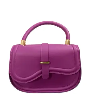 Elegant Purple Handbag with Gold Accents and Secure Closure for Everyday Use
