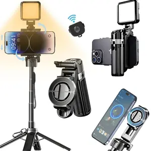 2026 Upgraded 5-in-1 Magnetic & Clamp Compact Selfie Stick,Can Transforms into Tripod/ Handheld Stabilizer/ Phone Stand/ Shooting Assistant, 360° Rotatable, Wireless Bluetooth, Portable Anti-Shake for Selfie Video Recording/shooting/Travel,21.2 Telescopic