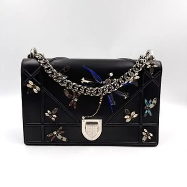 Pre-owned Dior As Shown Shoulder Bags US0113 Christian Diorama with Dragonfly Embellishments Shoulder Bag