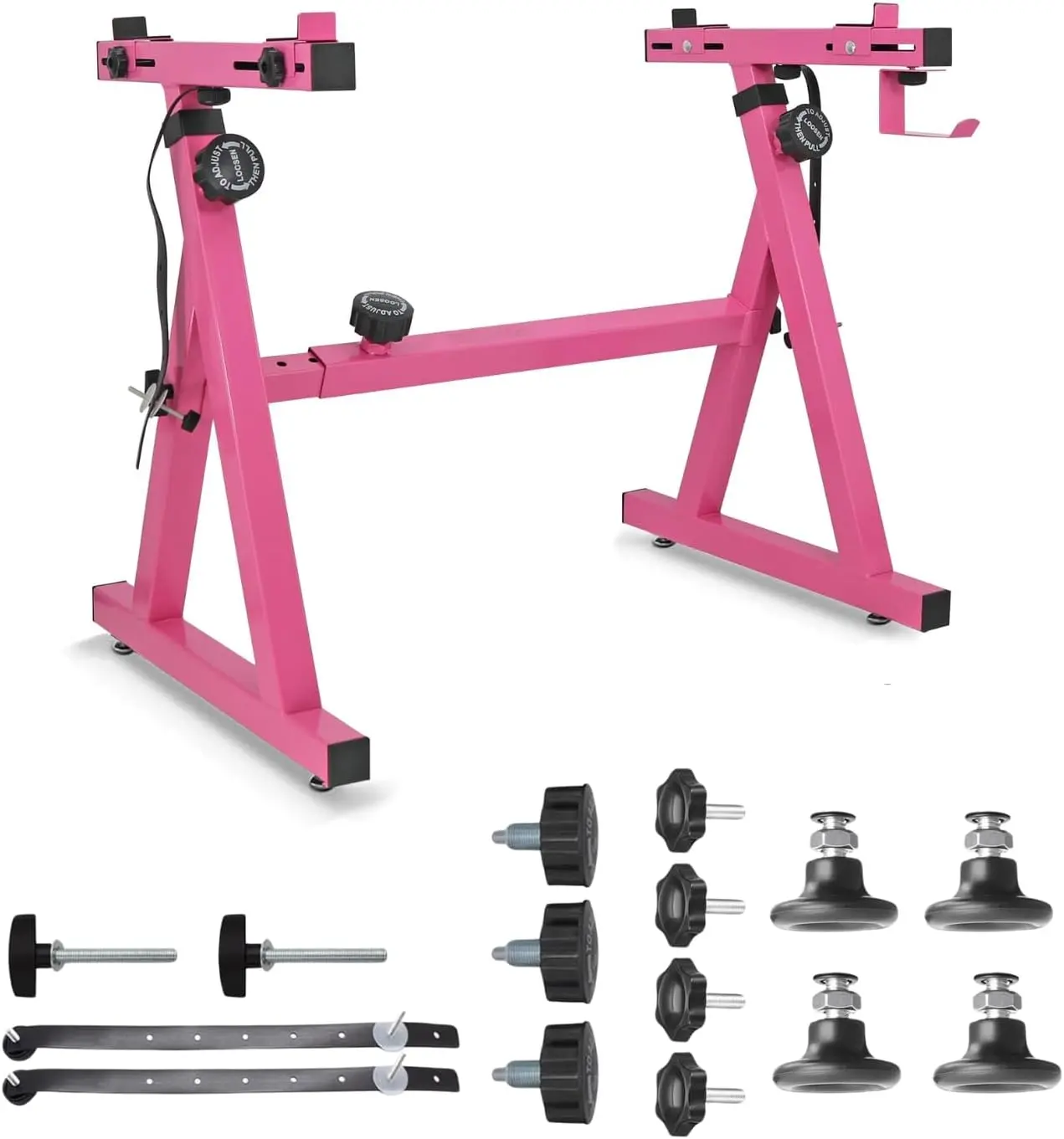 5 CORE Keyboard Stand Piano Heavy Duty Z Style Adjustable Keyboard Holder Digital Piano Keyboard Stand Fits 54, 61 And 88 Keys w Secure Strap and Headphone Holder Pink