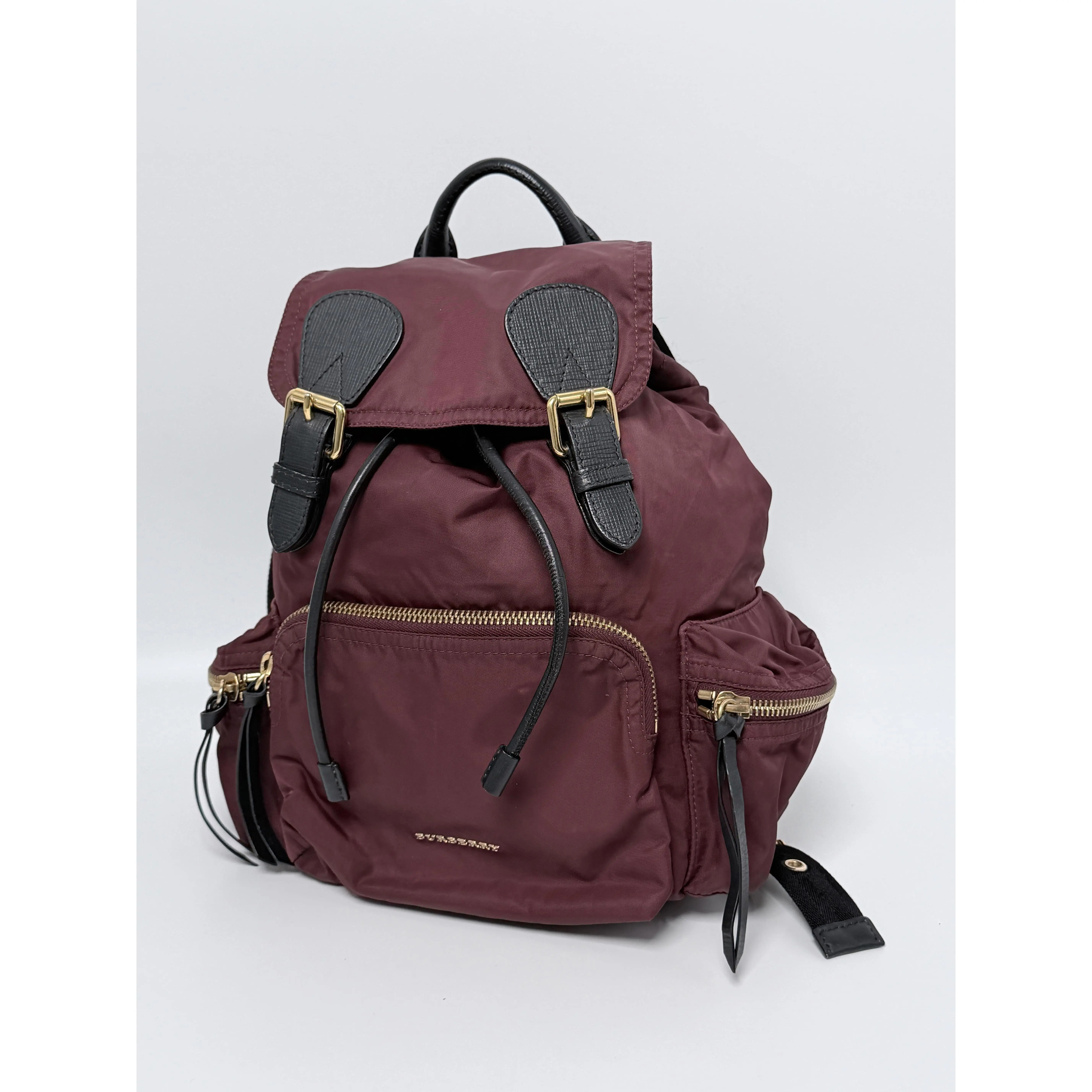 Pre-owned BURBERRY Nylon Backpacks The Medium Rucksack in Technical Burgundy Drawing Backpack XU001BR