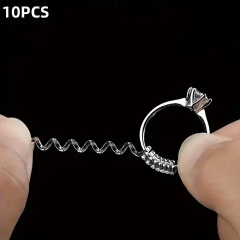 10 Pcs Invisible Adjustable Ring Size Adjuster, Clear TPU Ring Reducer Spacers, DIY Jewelry Ring Size Adjustment Accessories