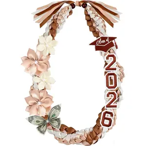 50'' 2026 Graduation Lei Double Braided Strands Graduation Ribbon Leis with 4 Satin  Congrats Graduates  Leis Class of 2026  for Men Women