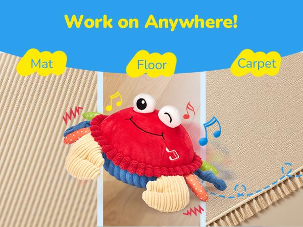Hahaland Baby Musical Crab Plush Toy with 48 Songs & Recording Feature Interactive Dancing Toy for Tummy Time 0-3 Months 6-12 Months Baby Toddler Toy 1-3 Birthday Christmas Holiday Gifts