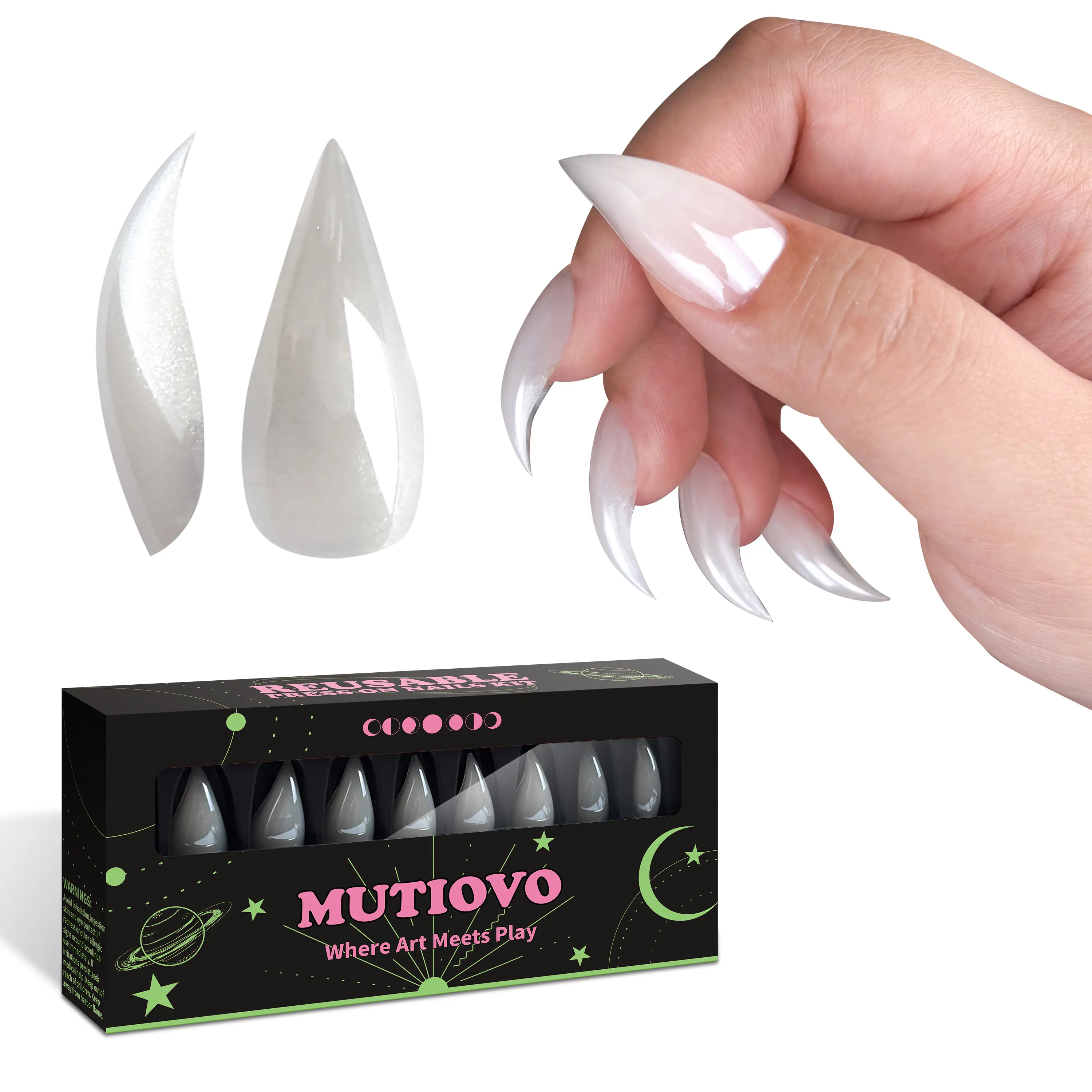 Reusable Press on Nails Cat Claw Aurora Hailey