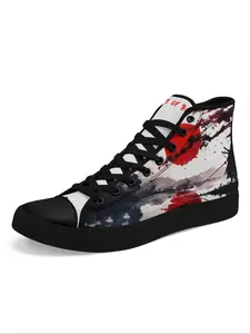 Men's Fashion High-Top Sneakers with Japanese Samurai Design, Lightweight Breathable Casual Shoes, Gothic Streetwear Trainers