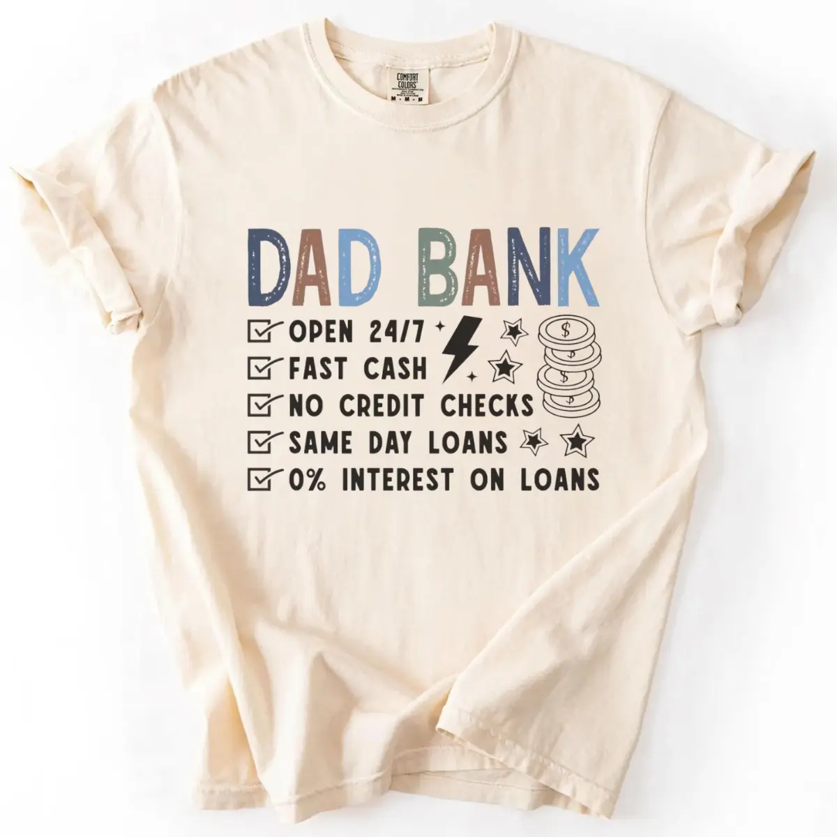 Comfort Colors Dad Bank Shirt, Funny Dad Graphic Tee, Father’s Day Gift for Dad, Dad Joke Humor T-Shirt, New Dad Unisex Casual Top