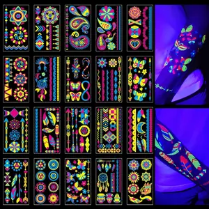 Glow in the Dark Tattoos 172 PCS – Glow in the Dark Party Supplies, Neon Body Paint Be UV Blacklight Reactive Face Temporary Tattoos for Adults, Teens |   Neon Accessories, Party Favors & Decorations