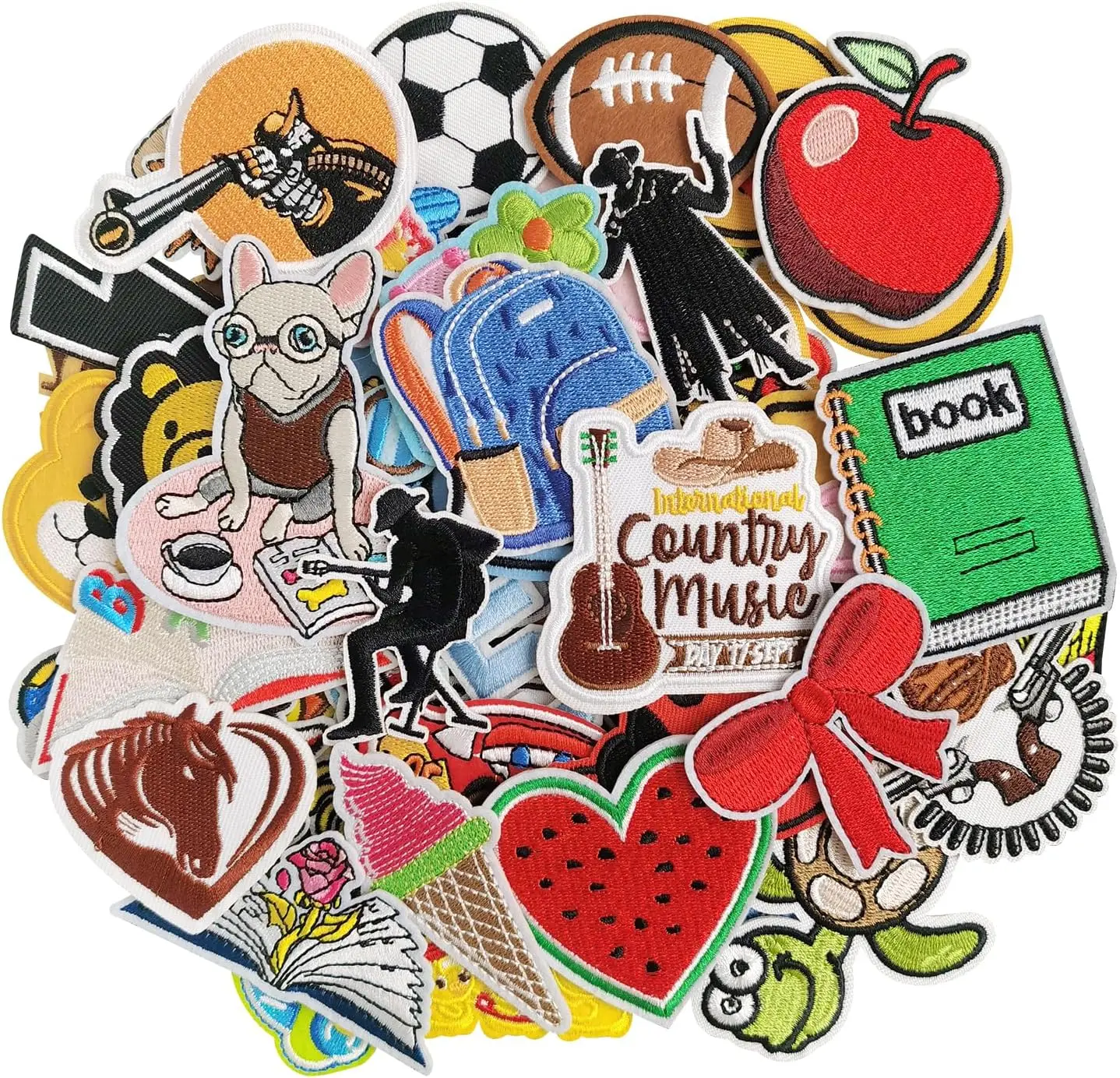 Random Assorted Iron on Patches, 80 Pcs/Set Cute Embroidered Sew on DIY for Girls Denim Jackets, T-Shirts, Hats, Backpacks