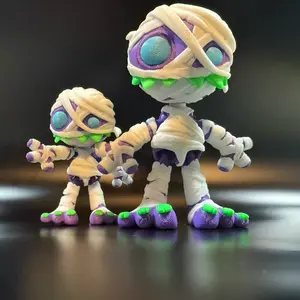 Monster Mash 3D Printed Mummy - Unique Design with Purple Accents and Green Feet Halloween Lightweight Ornaments Decor Spooky Decoration Guy