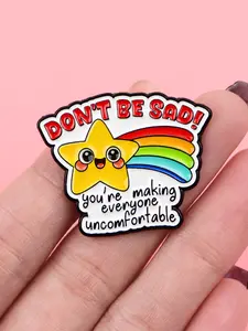 Don't Be Sad Stars Rainbow Enamel Brooch, Positive Quote Design Backpack Hat Accessory, Zinc Alloy Lapel Pin, Creative Gift for Friends, Fashion Accessory