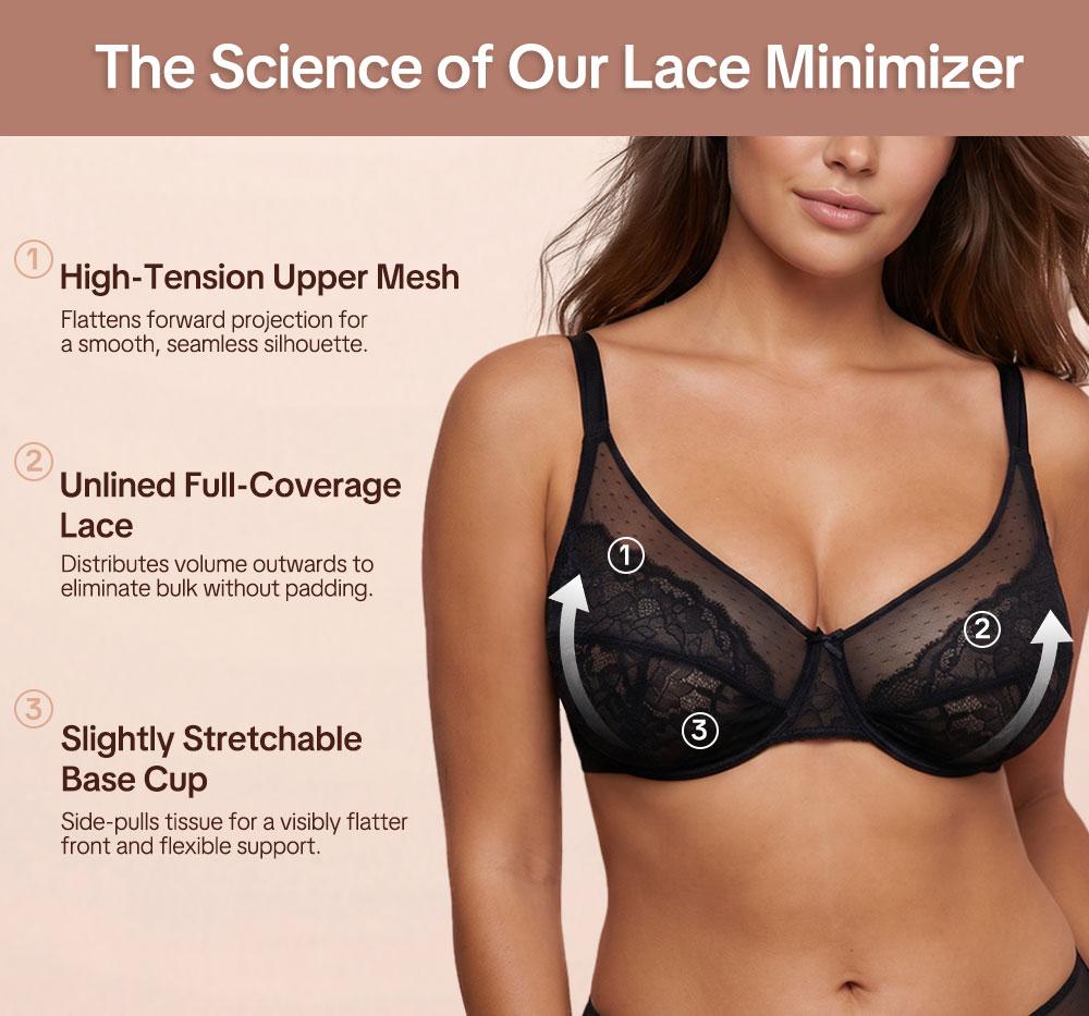 HSIA Enchante Unlined Floral Lace Underwire Plus Size No Padding Full Coverage Bra Set 2 Pack Womenswear