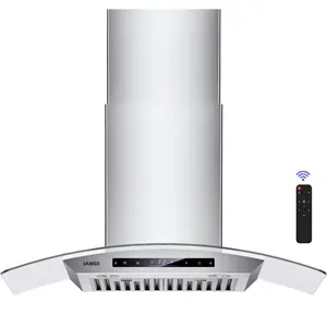 30 inch Wall Mount Range Hood, 900 CFM Kitchen Vent with Gesture & Remote Control, Ducted or Ductless, Stainless Steel with Tempered Glass