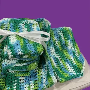 Crocheted wash clothes / dish rag and hand towel set Kitchen Traditional Absorbent Cleaning