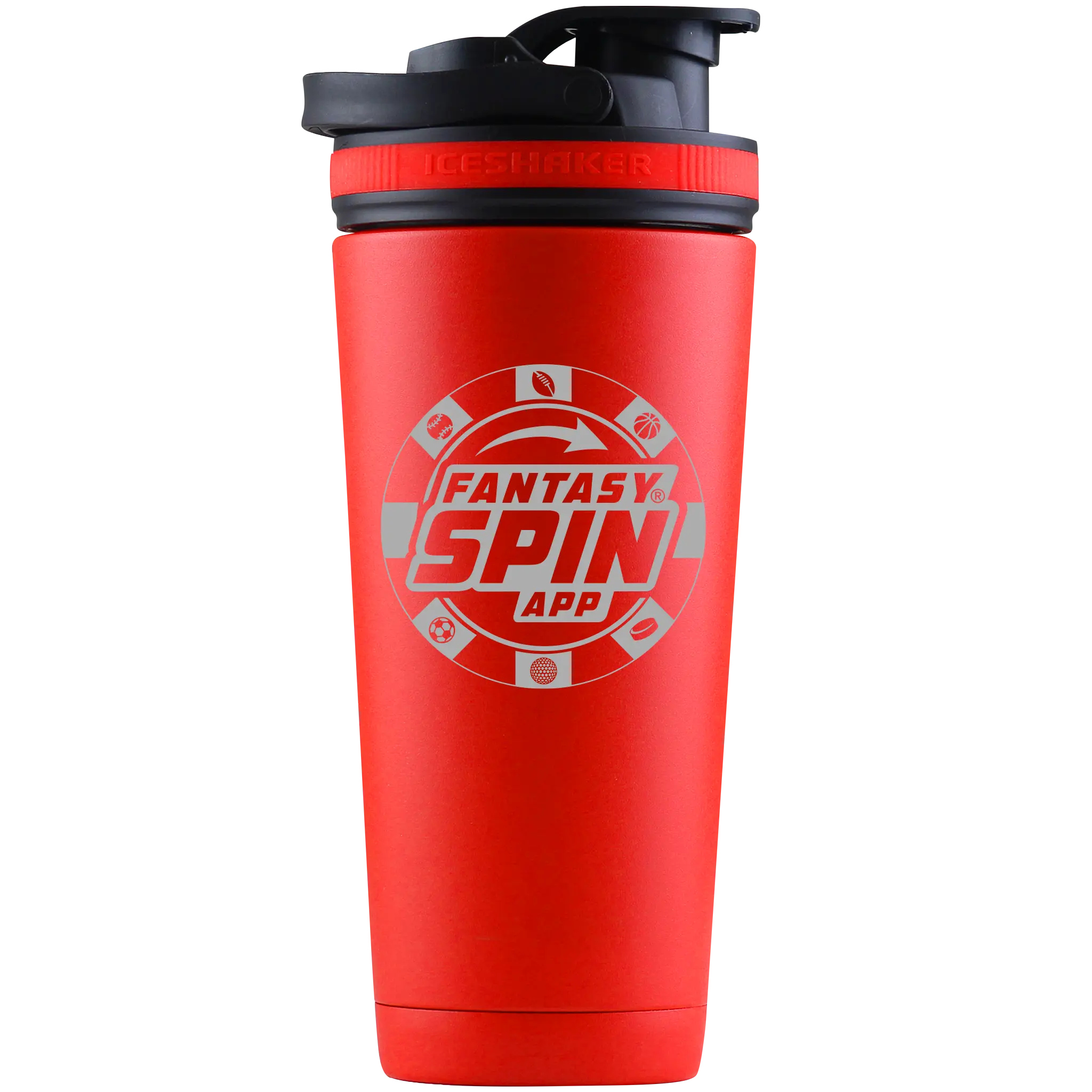 FantasySpin Ice Shaker Bottle - Red - 26 oz.