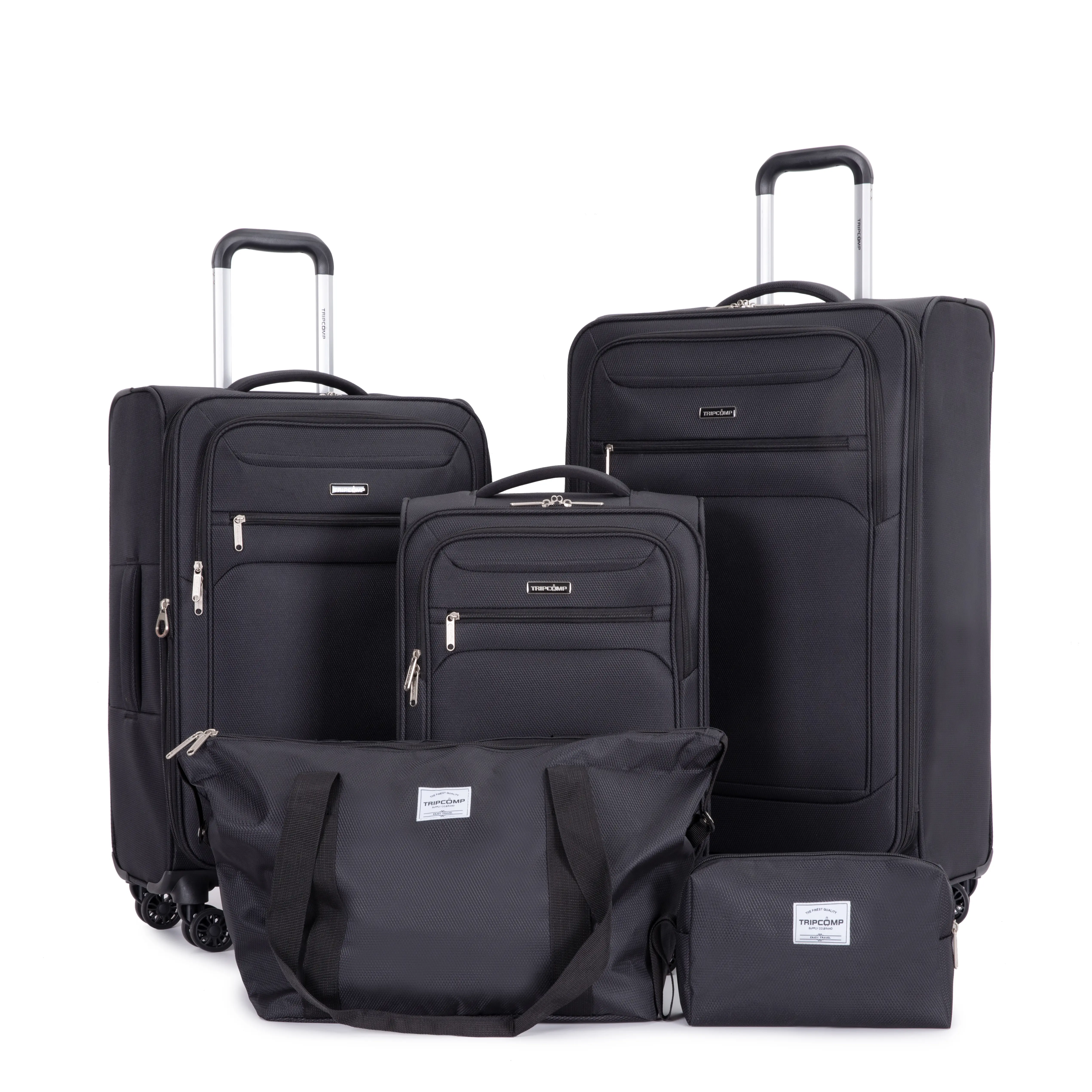 5-piece softshell expandable luggage set, 18/23/27 inches, meets the needs of check-in, TSA lock anti-theft, smooth rotating wheels, scratch resistant and pressure resistant shell, lightweight and durable, suitable for family and business travel