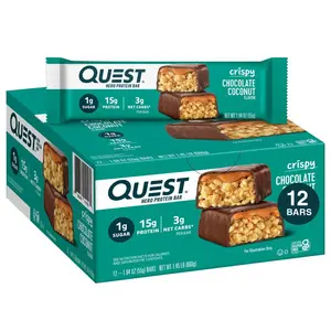 Quest Chocolate Coconut Crispy Hero Protein Bar – Gluten-Free, 15g Protein, 1.94 oz (12 Count), Crispy & Indulgent High-Protein Snack!
