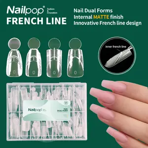 140Pcs Nailpop French Line Nail Dual Forms Set for Perfect French Manicure, Pre-Defined Inner Smile Line, Matte Inner Surface, Ultra-Thin Edge, Reusable for Beginners & Pro Nail Artists