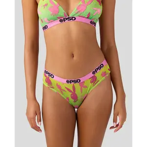 PSD Womens Playboy - Geo Cheeky Underwear - Flattering Cheeky Brief, Soft and Comfortable Breathable Mesh Fabric