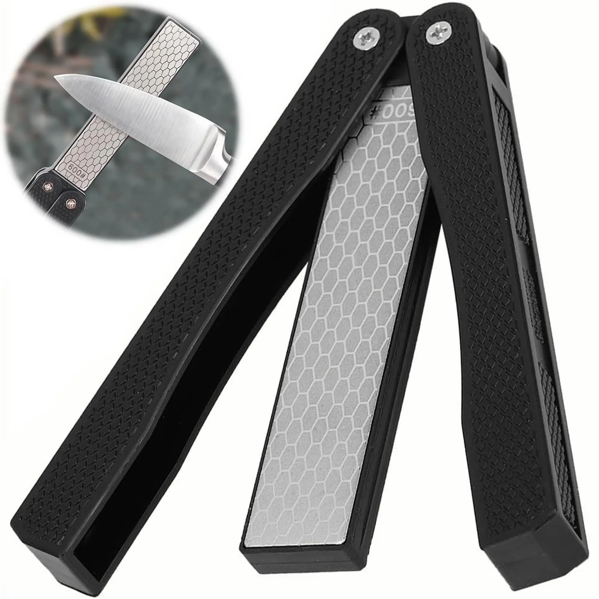 Foldable Diamond Knife Sharpener, 1 Count Double Sided 400/600 Grit Knife Sharpener, Knife Sharpening Tool for Home Kitchen, Portable Tool Accessories, Lightweight Tools