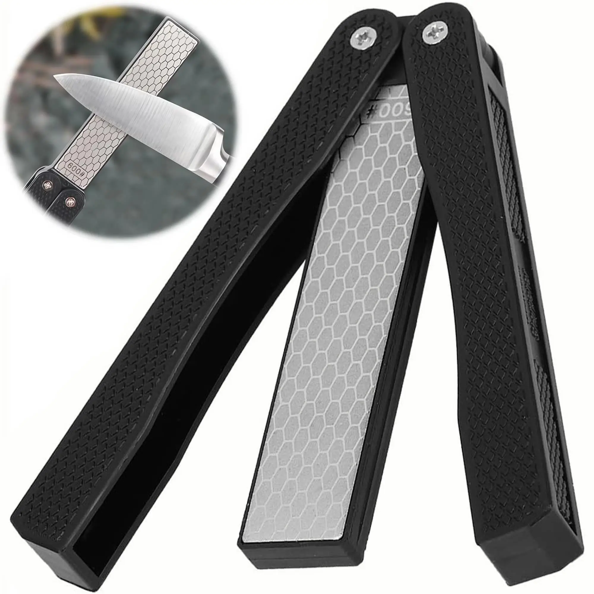 Foldable Diamond Knife Sharpener, 1 Count Double Sided 400/600 Grit Knife Sharpener, Knife Sharpening Tool for Home Kitchen