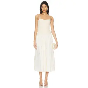 LPA Stacci Midi Dress in Beige & Cream