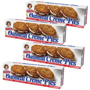 Oatmeal Creme Pie 4 Box Regular Pack by Mckee Foods Individually Wrapped Snack Cookies Milk Baked