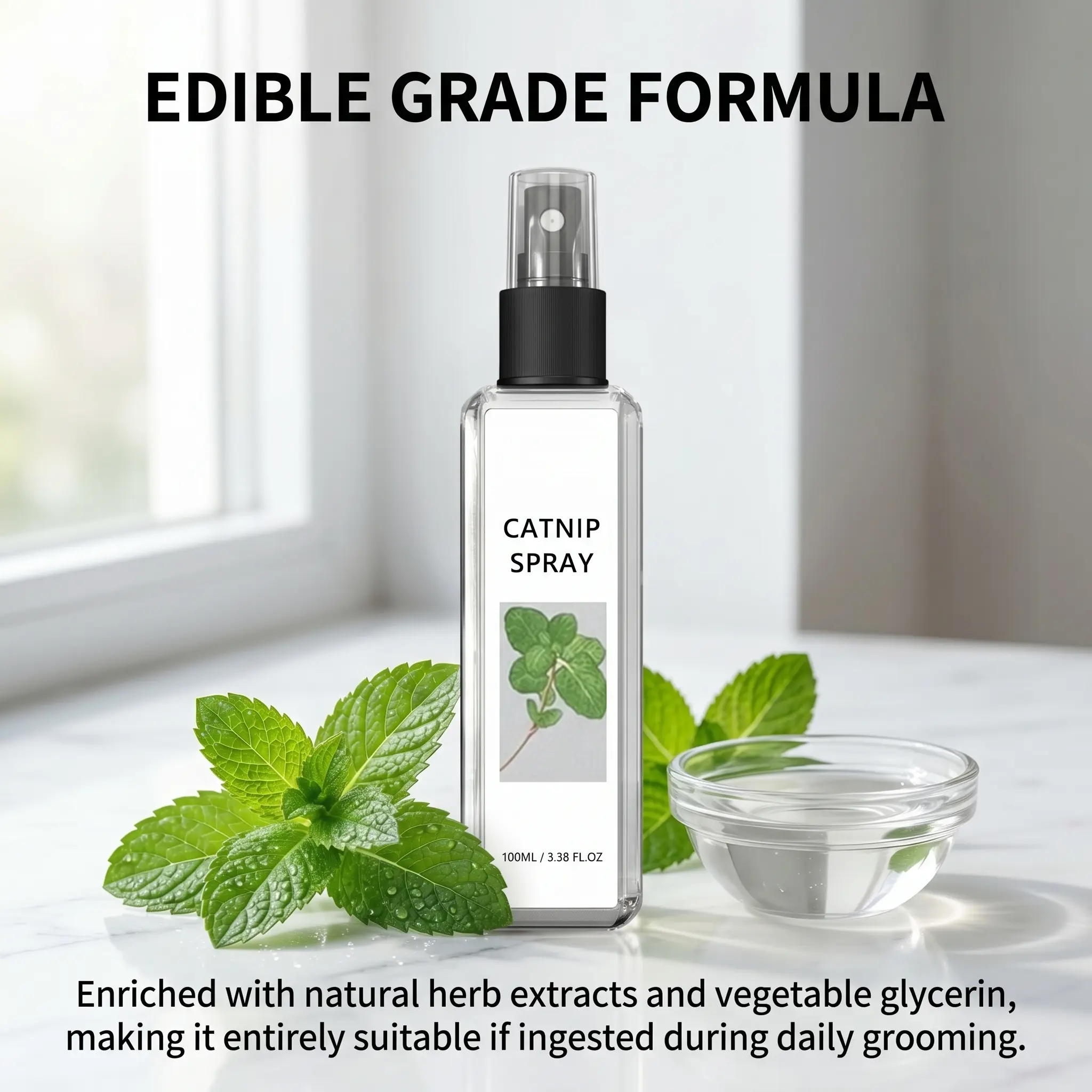 Catnip Spray for Cats, Interactive Play Spray for Toys, Scratchers & Cat Trees, Helps Encourage Natural Play and Activity, 100ml
