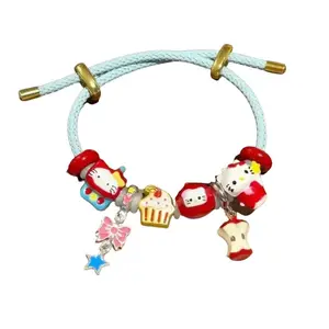SANRIO Hello Kitty Apple Bracelet with Adorable Charms & Blue Cord Design - Stylish & Practical Accessory for Everyday Wear