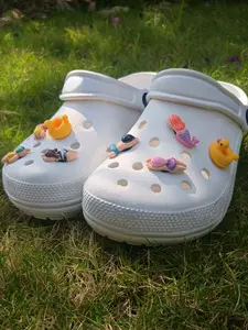 8-Pack 3D Swimming Man & Duck Shoe Charms, Mermaid Theme Party Decorations, Resin Shoe Accessories for Kids' Shoes and Bracelets