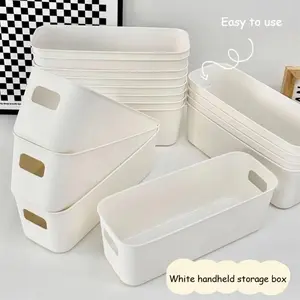 2pcs Multifunctional Plastic Storage Boxes, Desktop Organizer for Office, Storage Bin for Phone Cases, Masks, Cosmetics, Snacks, and Sundries, Rectangular Drawer Basket for Socks, Kitchen Utensil Storage Box