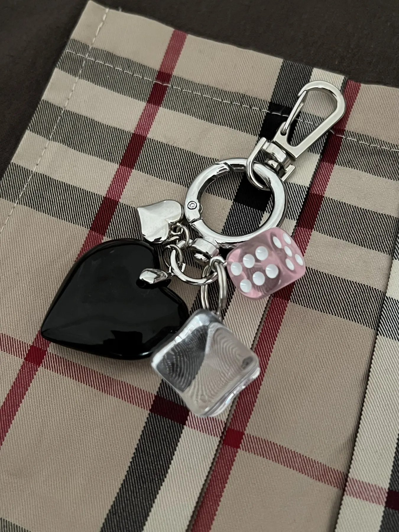 Heart Limited Dice String DIY Ice Block Keychain Bag Charm Girl Mood Couple Keychain Valentine's Day Gift Heart Shaped Keychain