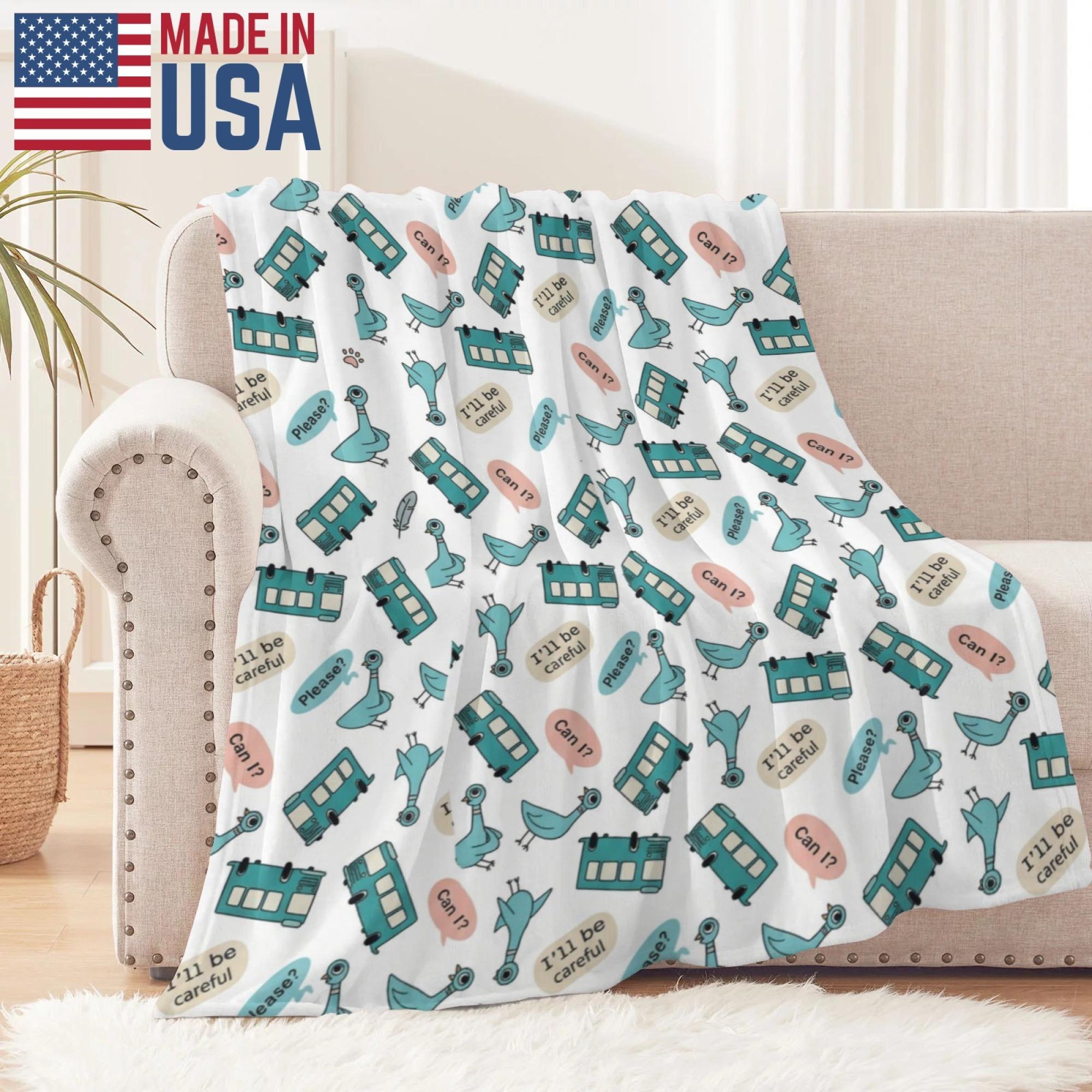 Cute Cartoon Duck & Bus Pattern Blanket, Fun Kids Throw Blanket, Soft Lightweight Cozy Blanket for Toddlers Boys Girls, Nursery Nap Blanket, Gift for Kids Birthday Christmas