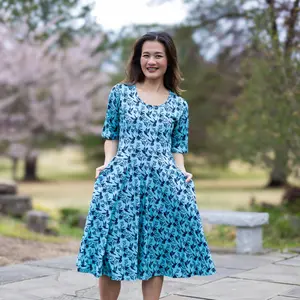 Hummingbirds Twirl Dress with Pockets