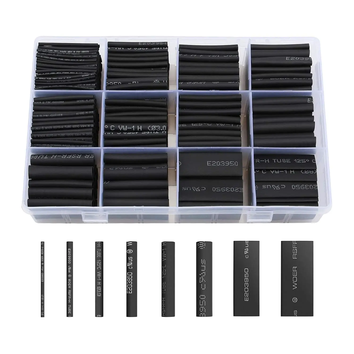650 count Heat Shrink Tubing Black  Heat Shrink Tube Wire Shrink Wrap UL Approved Ratio 2:1 Electrical  Wire Kit Set Long Lasting Insulation Protection, Safe and Easy,  Material