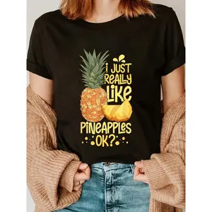 GGOR 100% Cotton Pineapple Fruit Plant Juice Funny Hawaiian Quotes T-Shirt