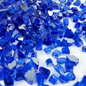 Sunnyglade 10-Pound Fire Glass - 1/2 inch, High Luster Reflective Tempered Glass Rocks for Fireplace, Fireglass for Fireplace Fire Pit