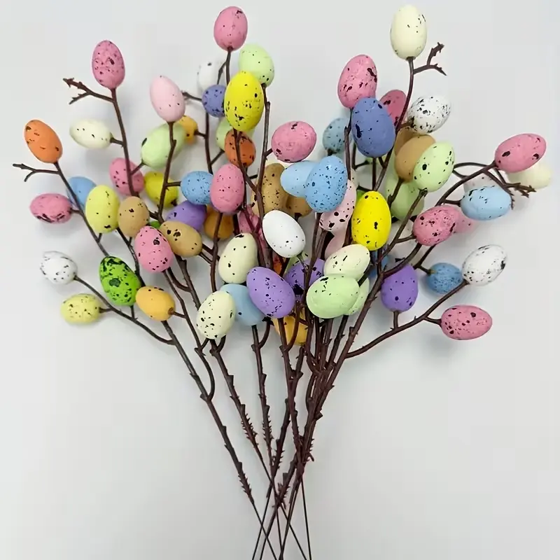 5pcs Easter Egg Handmade Floral Decorations, Spring Home Decoration, Party Supplies, Perfect for Easter and Home Decor, Plastic Faux Flowers