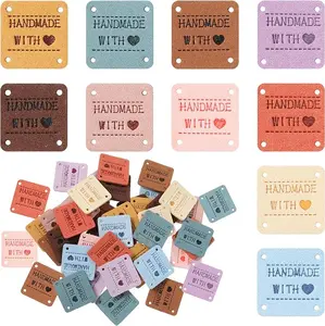 50 PCS Leather Handmade Tags for Crochet Items, Embossed Made with Love Tags Custom Sewing Labels Knitting Accessories for Scarves Hats Gloves Crafts, Gifts for Crocheters