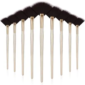 9 Pieces Facial Fan Mask Brushes, Soft Facial Applicator Brushes Tools for Peel Glycolic Makeup for Mud Cream(Brown)
