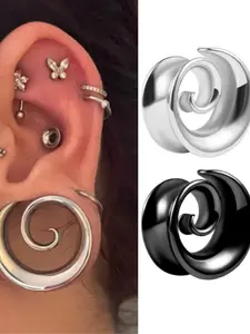 vanku 2PCS Snail Design Ear Expander Saddle Plugs Tunnels Guages for Ears Holes Stainless Steel Stretcher Body Piercing Jewelry