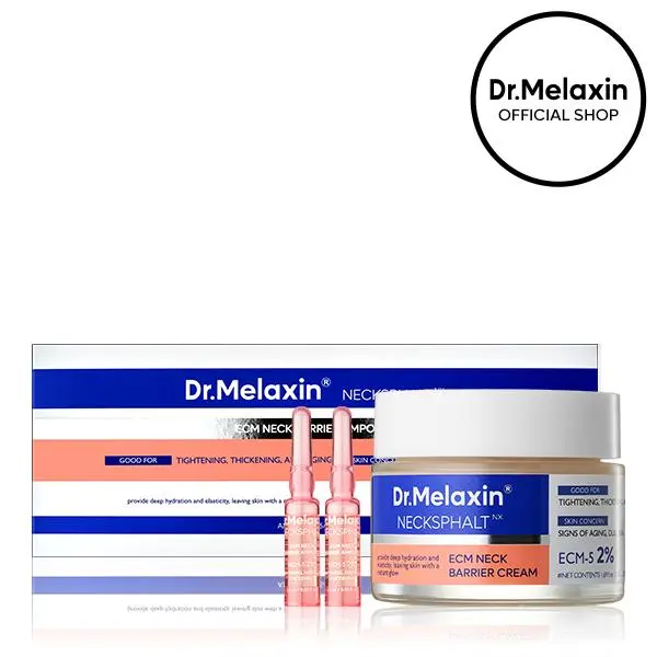 [Dr.Melaxin Official] Necksphalt ECM Neck Firming Duo | Neck Cream 50 ml + Neck Ampoule 1.5 ml x 10 | Ceramide Neck Cream for Firming, Tightening & Smooth-Looking Neck Lines | Korean Skincare