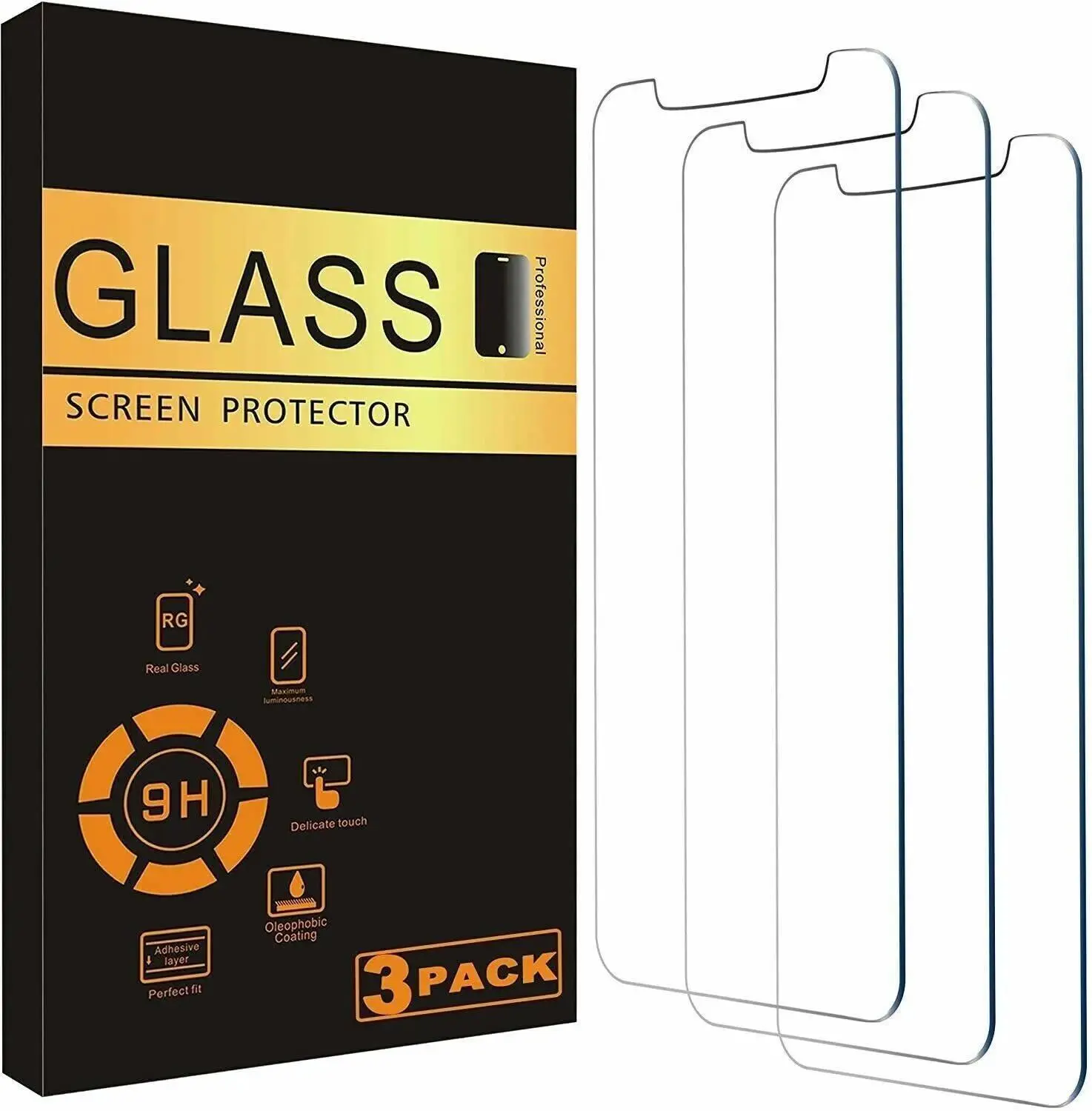 3-Pack Tempered Glass Screen Protector for iPhone 17/16/15/14/13/12/11 Pro Max - Metal-Reinforced, Bubble-Free Fit, Shockproof, Explosion-Proof, Scratch-Resistant, Anti-Fingerprint Full Screen Cellphone Accessories